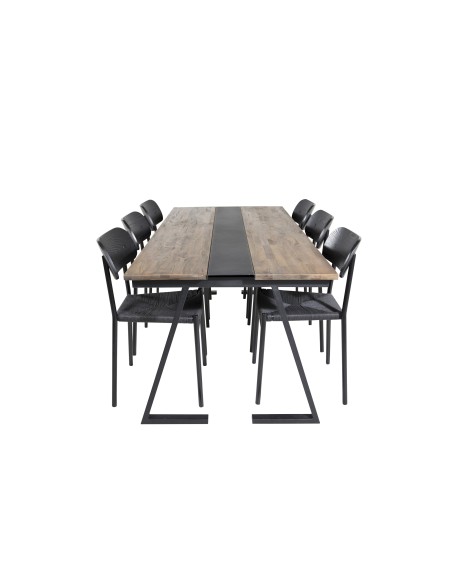 Matgrupp Jakarta med Polly matstolar, 200 × 90 cm