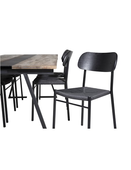 Matgrupp Jakarta med Polly matstolar, 200 × 90 cm