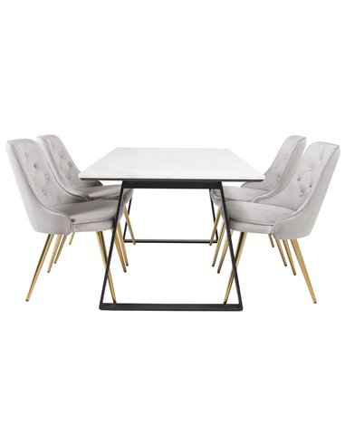 Matgrupp Estelle med Velvet Deluxe matstolar, 140 × 90 cm