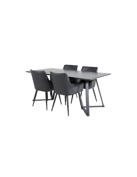 Matgrupp Marina med Comfort matstolar, 180 × 90 cm