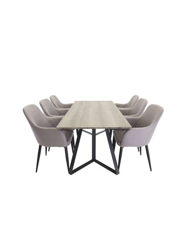 Matgrupp Marina med Comfort matstolar, 180 × 90 cm