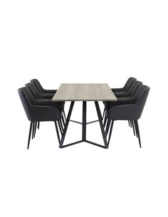 Matgrupp Marina med Comfort matstolar, 180 × 90 cm