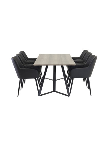 Matgrupp Marina med Comfort matstolar, 180 × 90 cm