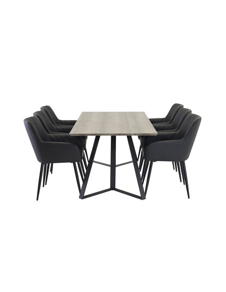 Matgrupp Marina med Comfort matstolar, 180 × 90 cm