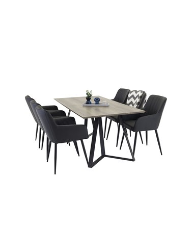 Matgrupp Marina med Comfort matstolar, 180 × 90 cm
