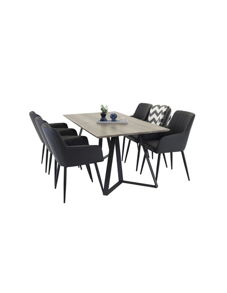 Matgrupp Marina med Comfort matstolar, 180 × 90 cm