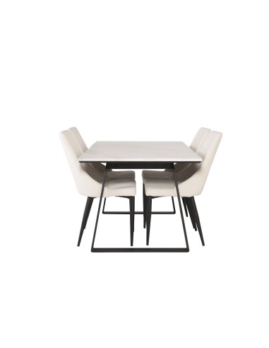 Matgrupp Estelle med Leone matstolar, 140 × 90 cm