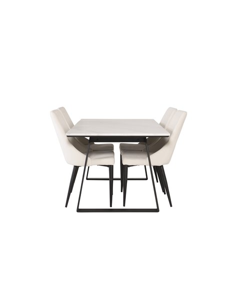 Matgrupp Estelle med Leone matstolar, 140 × 90 cm
