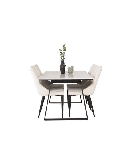 Matgrupp Estelle med Leone matstolar, 140 × 90 cm