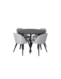 Matgrupp Plaza med Velvet matstolar