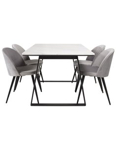 Matgrupp Estelle med Velvet matstolar, 140 × 90 cm 2