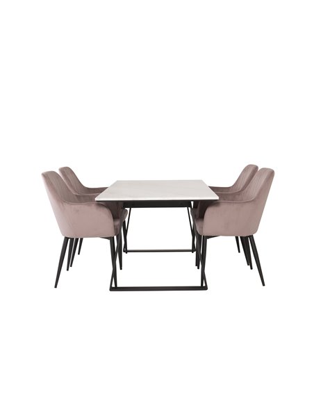 Matgrupp Estelle med Comfort matstolar, 140 × 90 cm