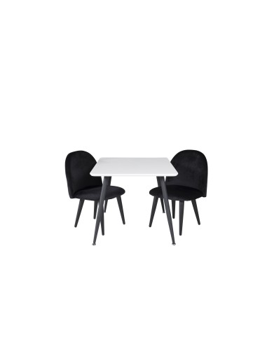 Matgrupp Polar med Velvet matstolar, 80 × 60 cm