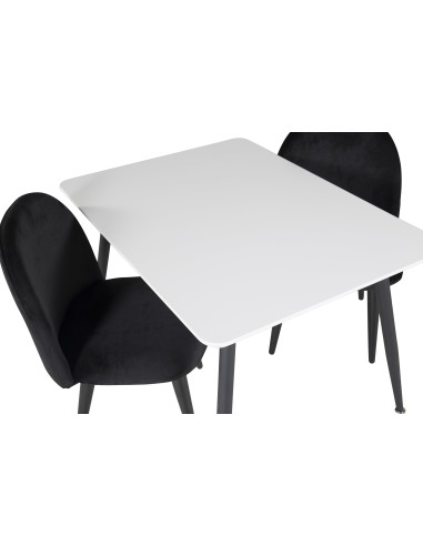 Matgrupp Polar med Velvet matstolar, 80 × 60 cm