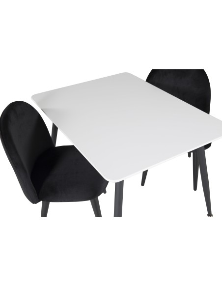 Matgrupp Polar med Velvet matstolar, 80 × 60 cm