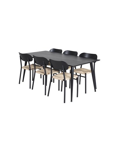 Matgrupp Dipp med Polly matstolar, 180 × 90 cm