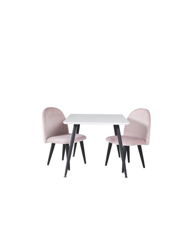 Matgrupp Polar med Velvet matstolar, 80 × 60 cm