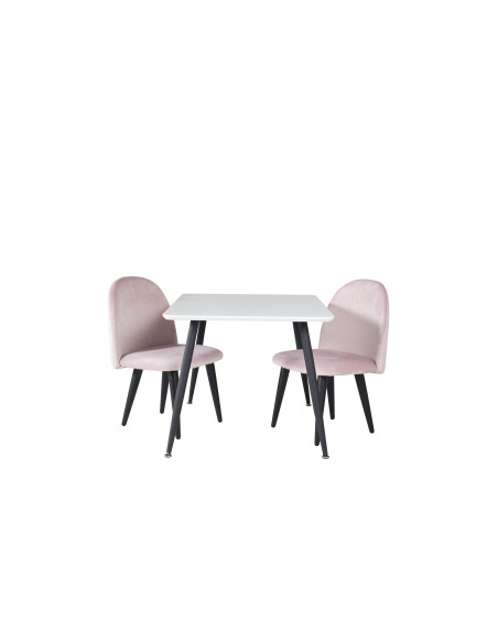 Matgrupp Polar med Velvet matstolar, 80 × 60 cm