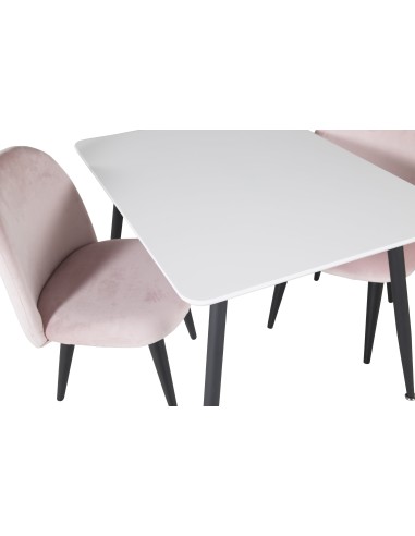 Matgrupp Polar med Velvet matstolar, 80 × 60 cm