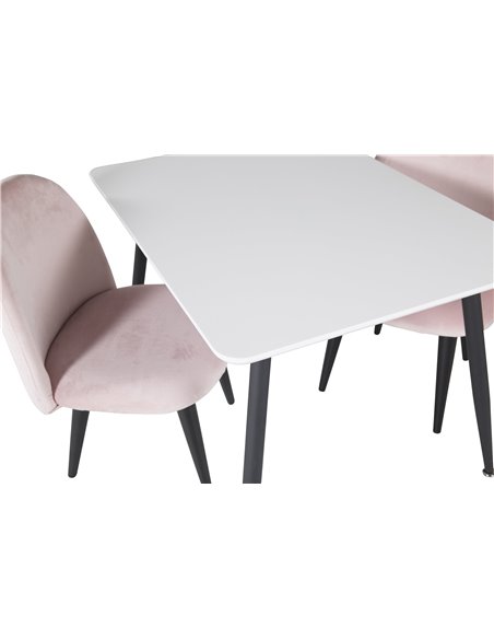 Matgrupp Polar med Velvet matstolar, 80 × 60 cm
