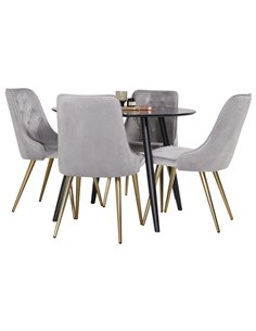 Matgrupp Plaza med Velvet Deluxe matstolar