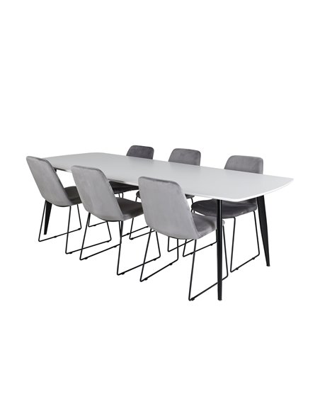 Matgrupp Polar med Muce matstolar, 240 × 100 cm