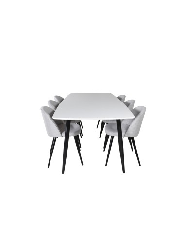 Matgrupp Polar med Velvet matstolar, 240 × 100 cm