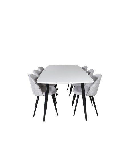Matgrupp Polar med Velvet matstolar, 240 × 100 cm