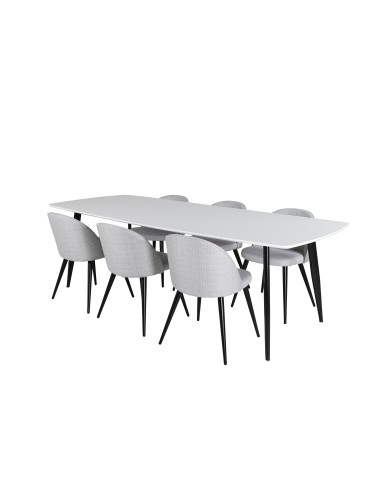Matgrupp Polar med Velvet matstolar, 240 × 100 cm