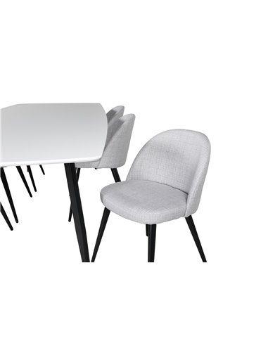Matgrupp Polar med Velvet matstolar, 240 × 100 cm