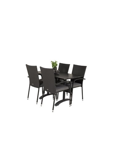 Matgrupp Denver med Anna matstolar, 120 × 70 cm