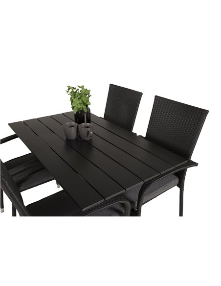 Matgrupp Denver med Anna matstolar, 120 × 70 cm