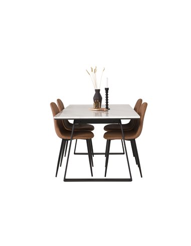 Matgrupp Estelle med Polar matstolar, 140 × 90 cm