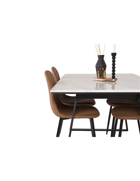 Matgrupp Estelle med Polar matstolar, 140 × 90 cm
