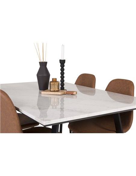 Matgrupp Estelle med Polar matstolar, 140 × 90 cm