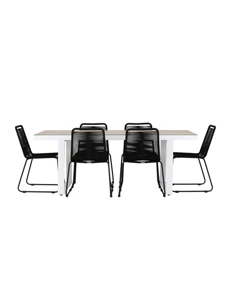 Matgrupp Merlo med Lindos matstolar, 200 × 90 cm