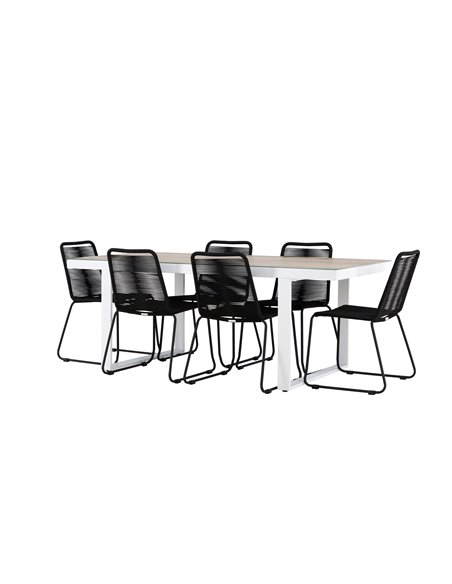 Matgrupp Merlo med Lindos matstolar, 200 × 90 cm