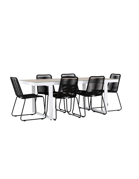 Matgrupp Merlo med Lindos matstolar, 200 × 90 cm