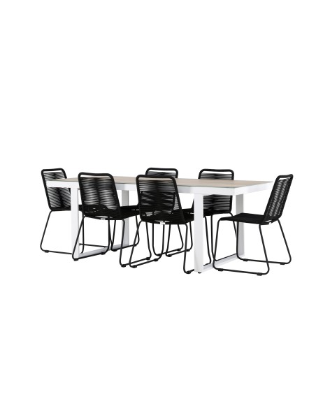 Matgrupp Merlo med Lindos matstolar, 200 × 90 cm