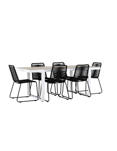 Matgrupp Merlo med Lindos matstolar, 200 × 90 cm