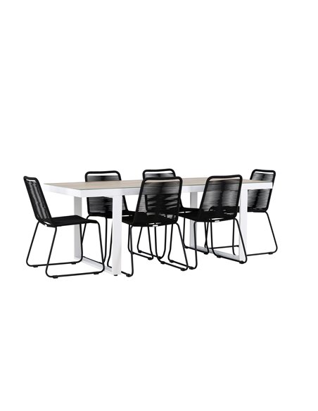 Matgrupp Merlo med Lindos matstolar, 200 × 90 cm