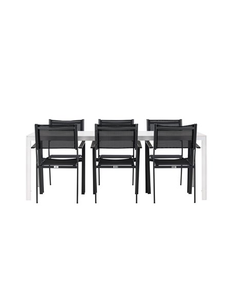 Matgrupp Break med Copacabana matstolar, 205 × 90 cm
