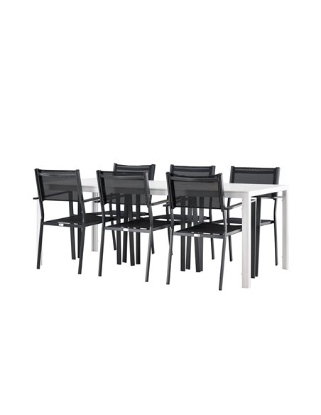 Matgrupp Break med Copacabana matstolar, 205 × 90 cm