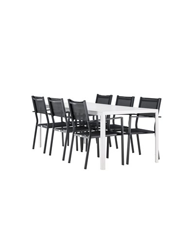 Matgrupp Break med Copacabana matstolar, 205 × 90 cm