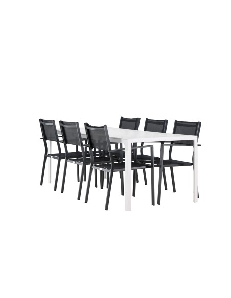Matgrupp Break med Copacabana matstolar, 205 × 90 cm