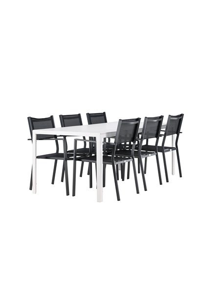Matgrupp Break med Copacabana matstolar, 205 × 90 cm