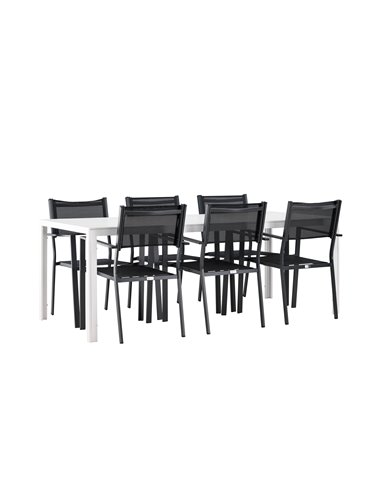 Matgrupp Break med Copacabana matstolar, 205 × 90 cm
