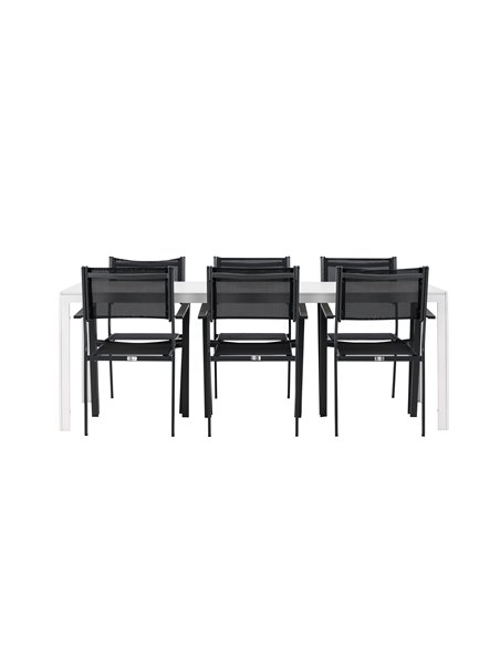 Matgrupp Break med Copacabana matstolar, 205 × 90 cm