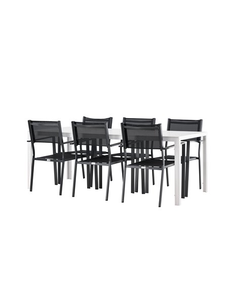 Matgrupp Break med Copacabana matstolar, 205 × 90 cm