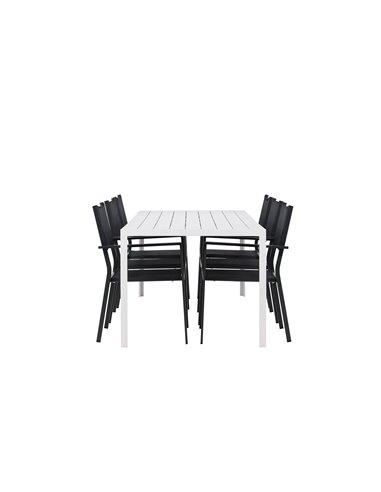 Matgrupp Break med Copacabana matstolar, 205 × 90 cm